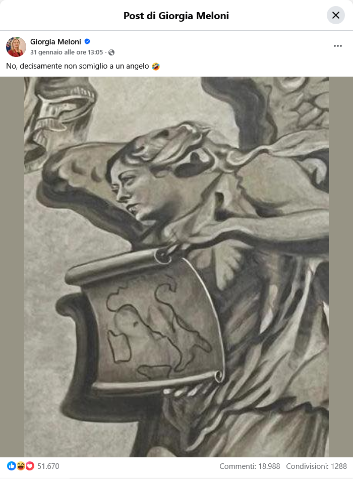 Giorgia Meloni 

No, decisamente non somiglio a un angelo 🤣