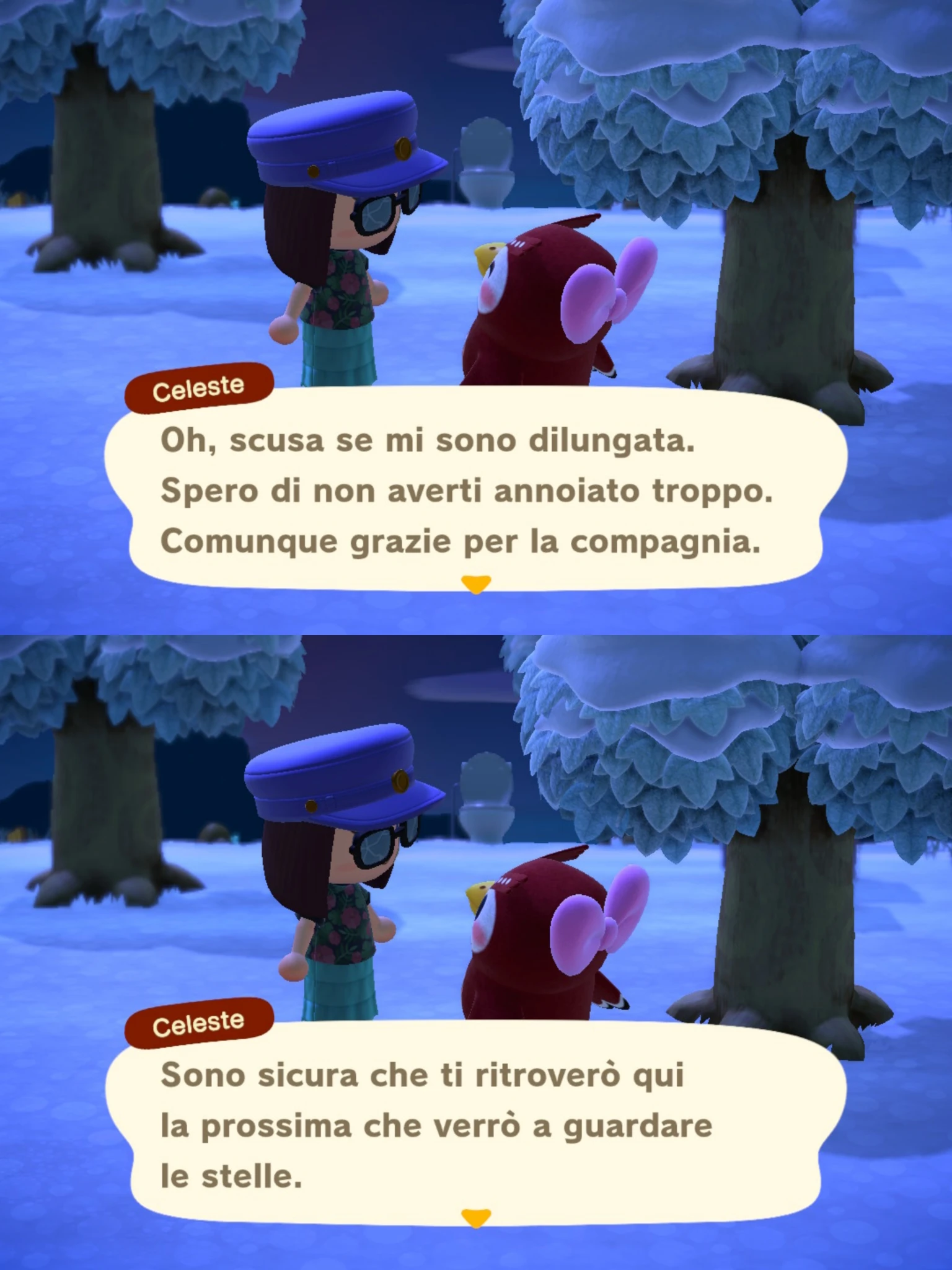 Celeste

Oh, scusa se mi sono dilungata.
Spero di non averti annoiato troppo.
Comunque grazie per la compagnia.

Sono sicura che ti ritroverò qui
la prossima che verrò a guardare
le stelle.